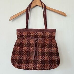 Vera Bradley Plaid Shoulder Bag, Suede Handles and Bow